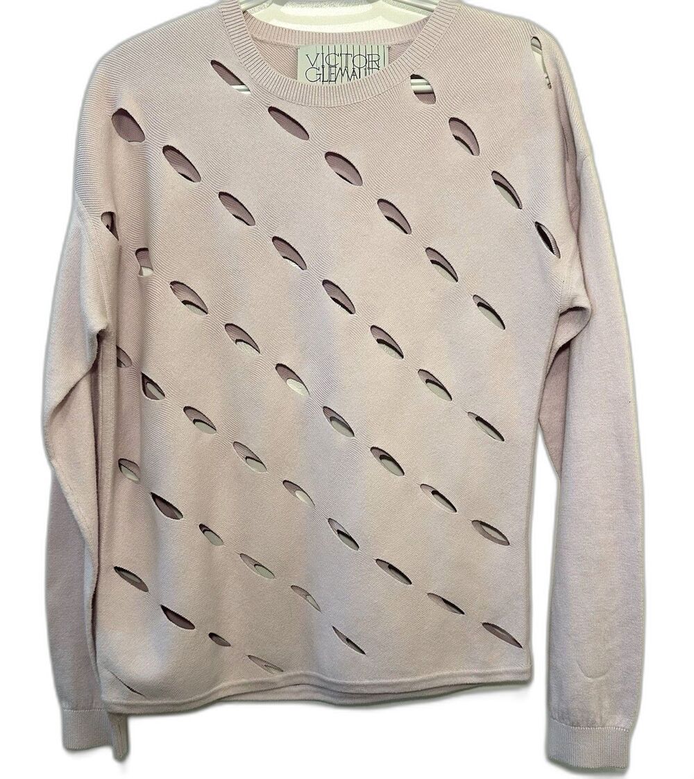 Victor Glemaud Cashmere Cotton Cutout Sweater Pink Size M